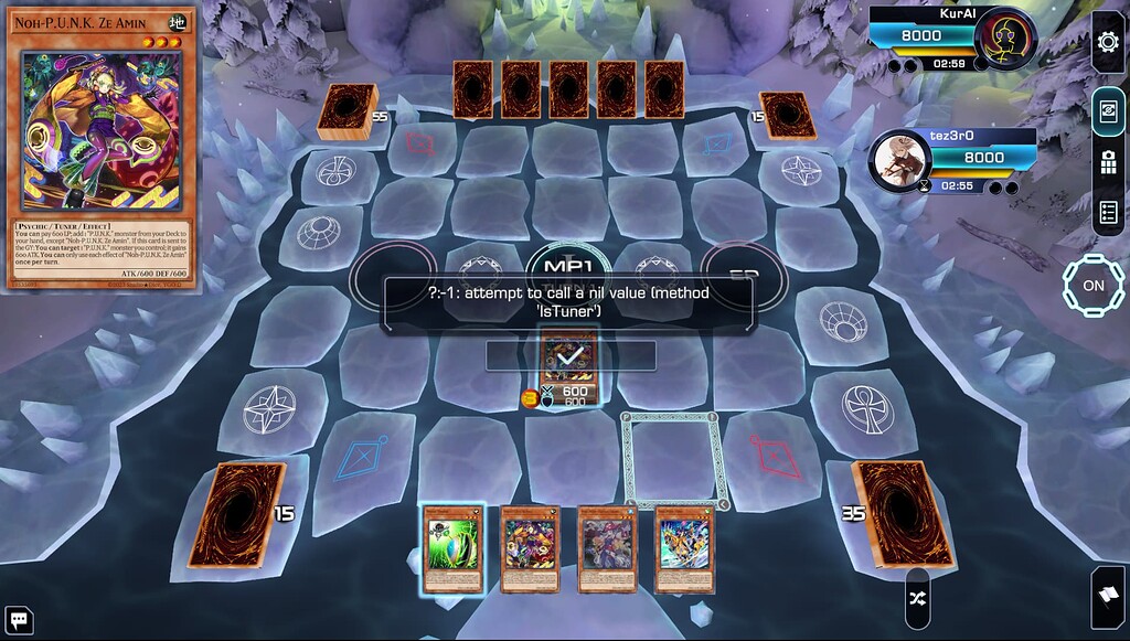 Error message when tuner on field can t synchro bugs duelists unite